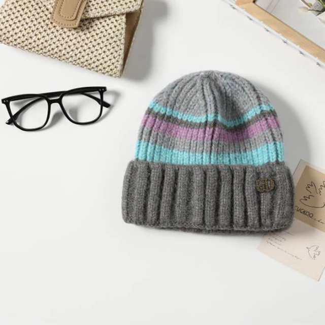 90s Skater Striped Beanie Hat (6 Colours)