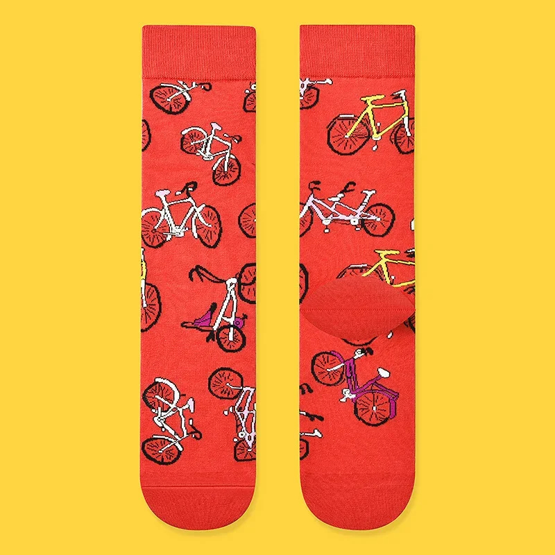 Bicycle Pattern Crew Socks - Ice Cream Cake