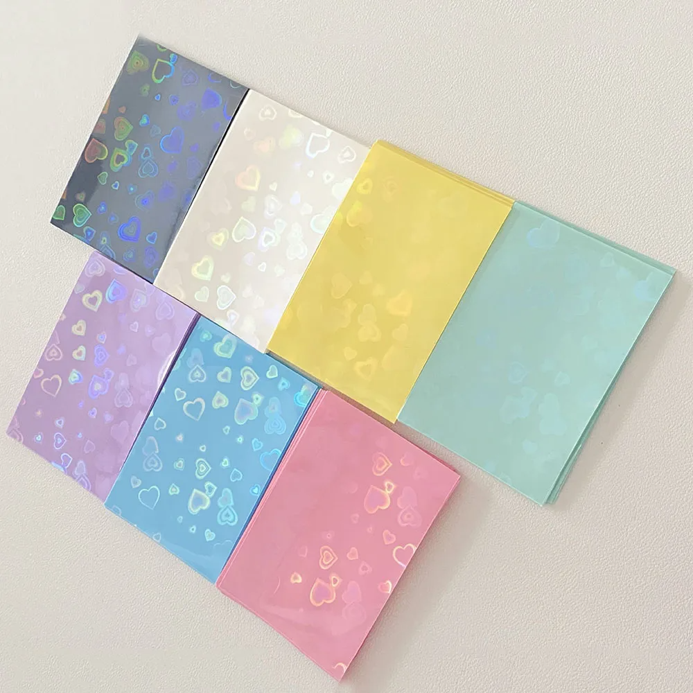 coloured card sleeves Holographic Heart Photo Card Sleeves, Set of 50 (7 Colours) – Ice Cream Cake