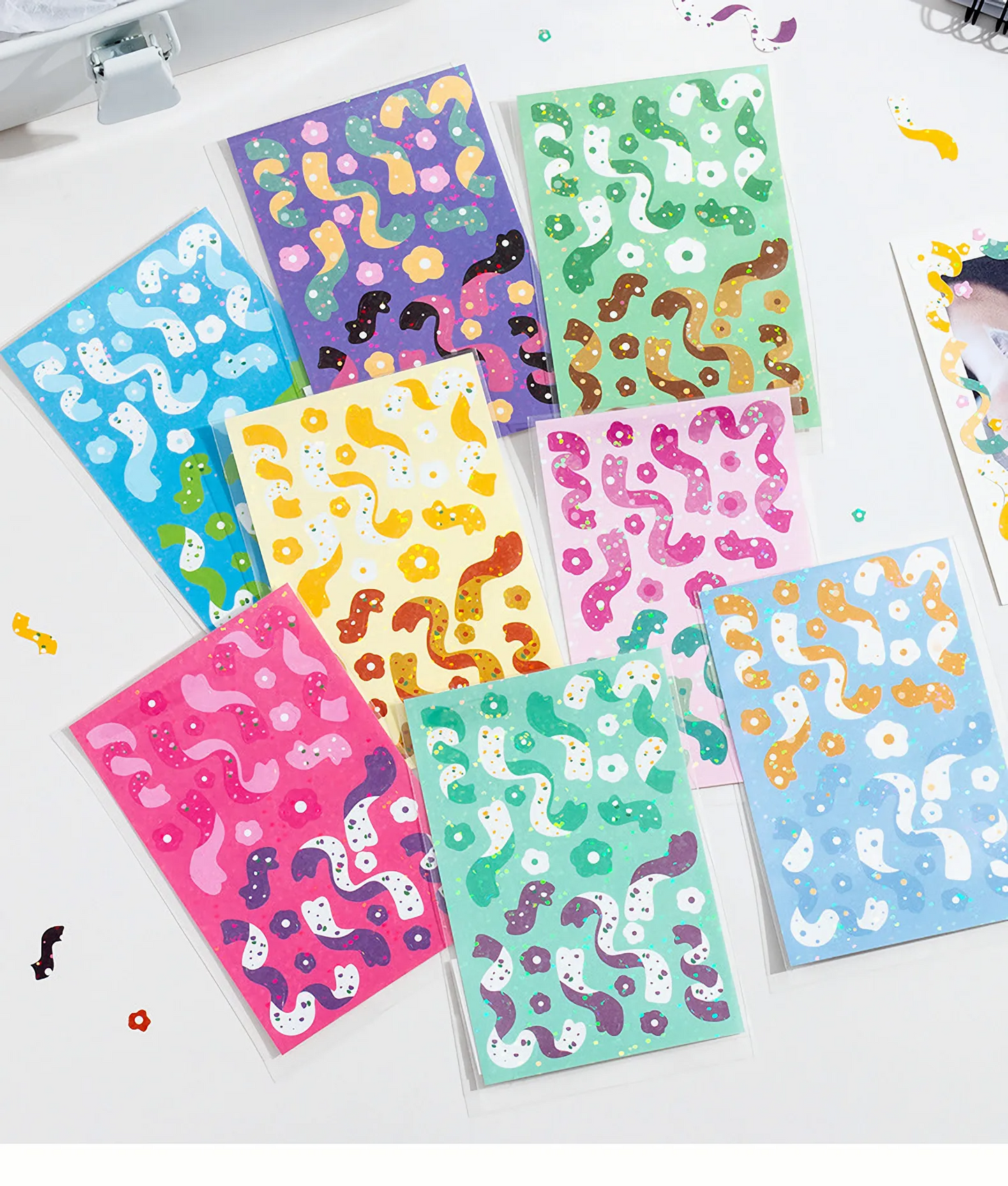 Toploader Ribbon Deco Stickers, Set of 8 Sheets