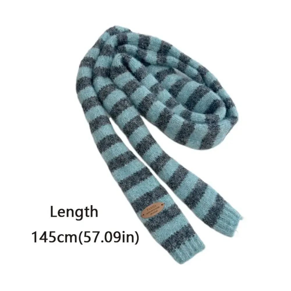 Knitted Multicolour Striped Skinny Scarf