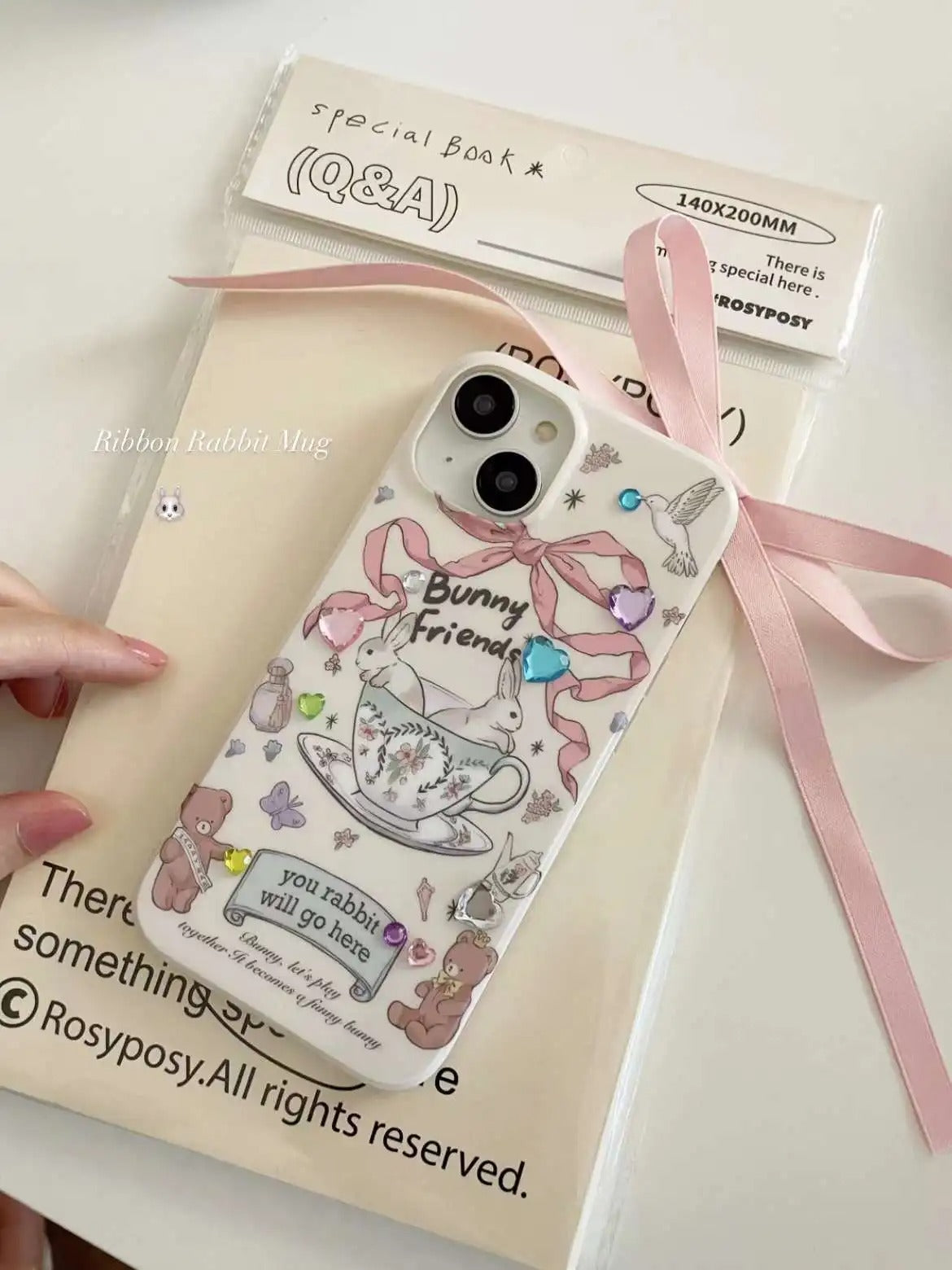 Teacup Bunnies iPhone Case with 3D stickers