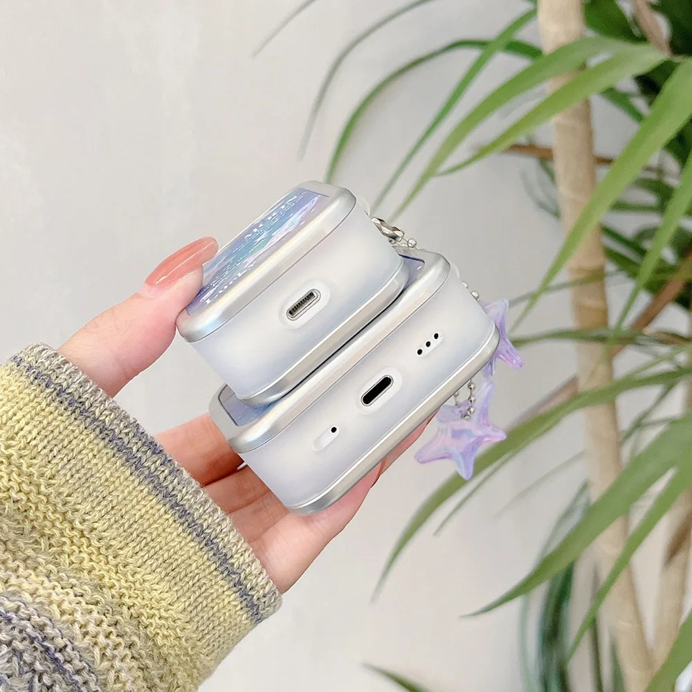 Ocean Theme AirPods Case Cover Wth Charm Strap