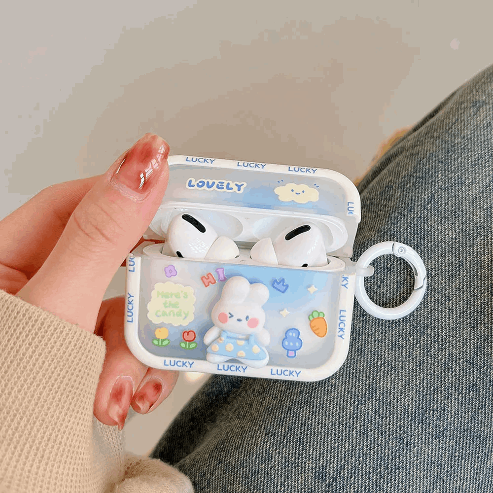 3D Lucky Bunny AirPods Charger Case Cover