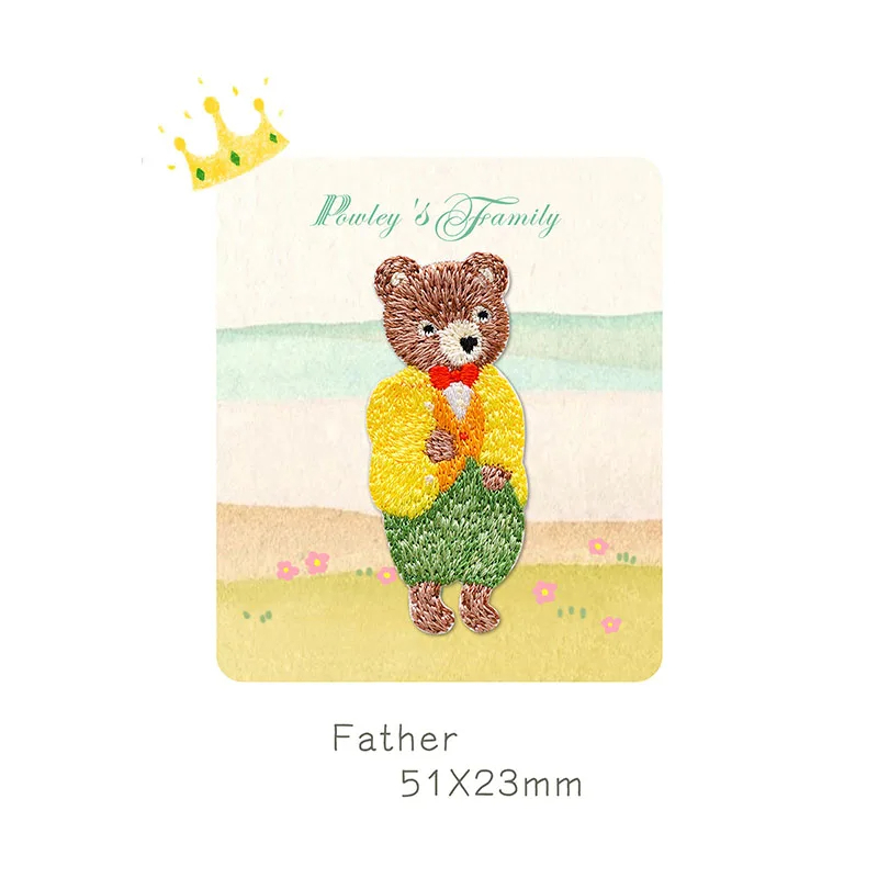 Teddy Bear Fashion Family Embroidered Iron-On Patch (4 Designs)