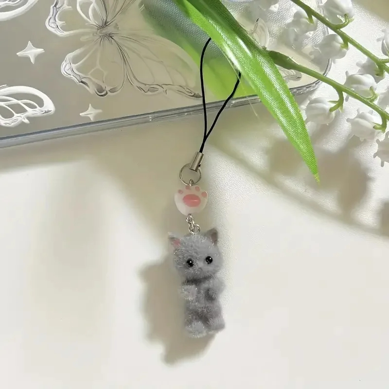 Flocked Baby Cat Charm Strap (2 Colours)