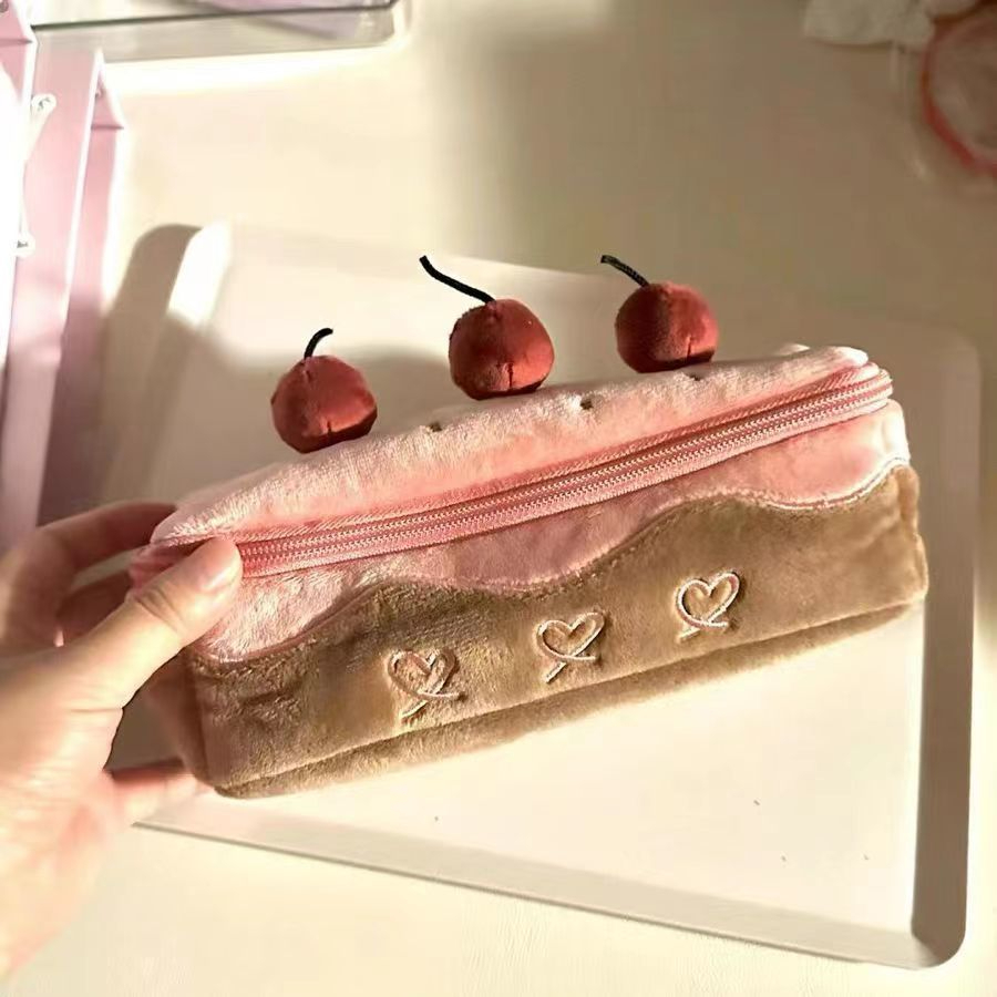 Plush Cherry Cake Pencil Case
