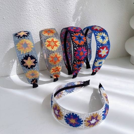 Star Flower Embroidery Headband (5 Colours)
