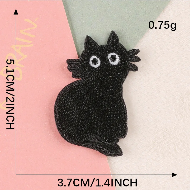 Black Cat Embroidered Iron-On Patch (9 Designs)