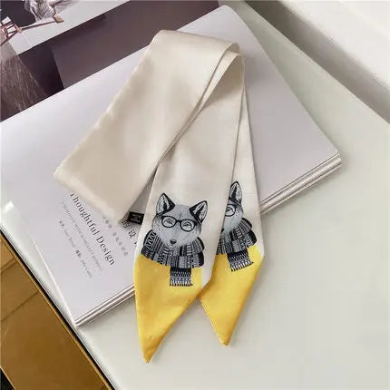 New Style Decoration Women's Printed Animal style Scarf Business Small Neckerchief Silk Scarves skinny scarf - Ice Cream Cake