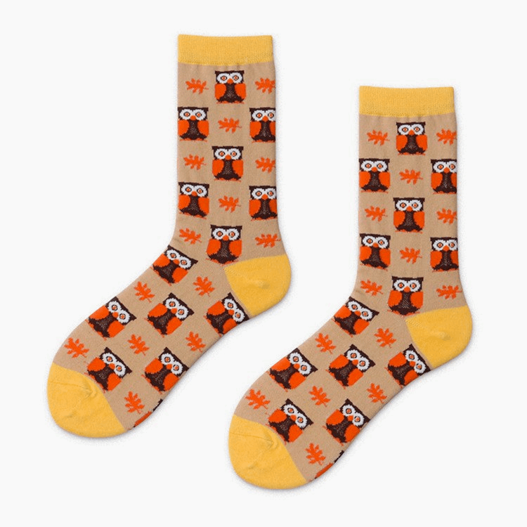 70s Style Owl Socks - Ice Cream Cake