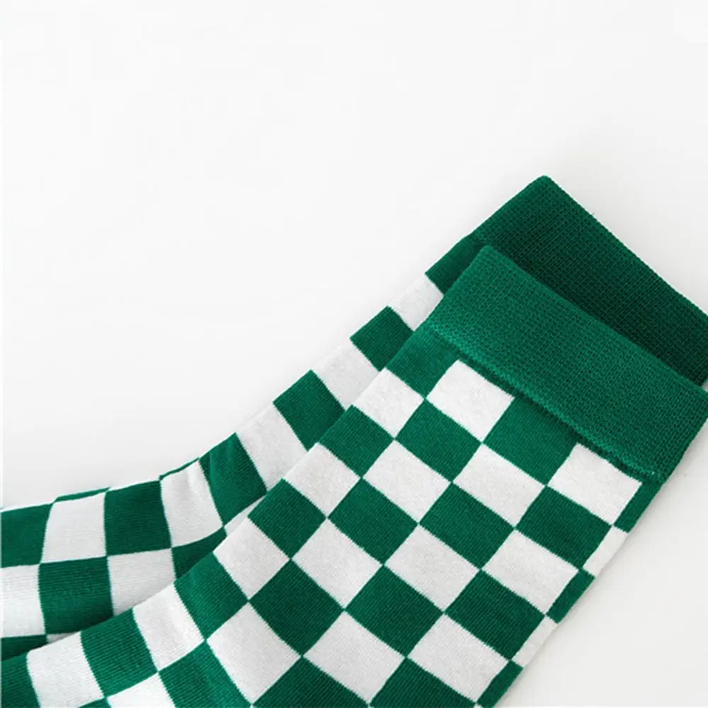 Checkerboard Pattern Calf Socks (3 Colours)