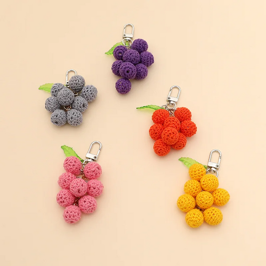 Bundle of Grapes Crochet Fruit Keychain (6 Colours)