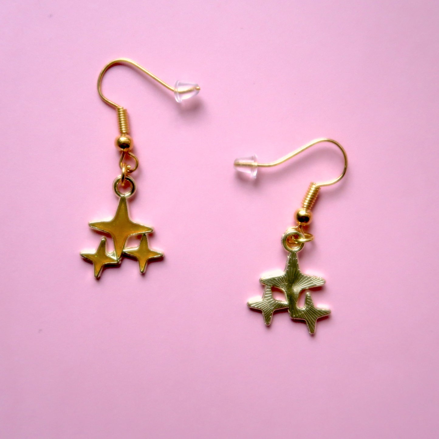 Dangly Yellow Spangle Star Earrings