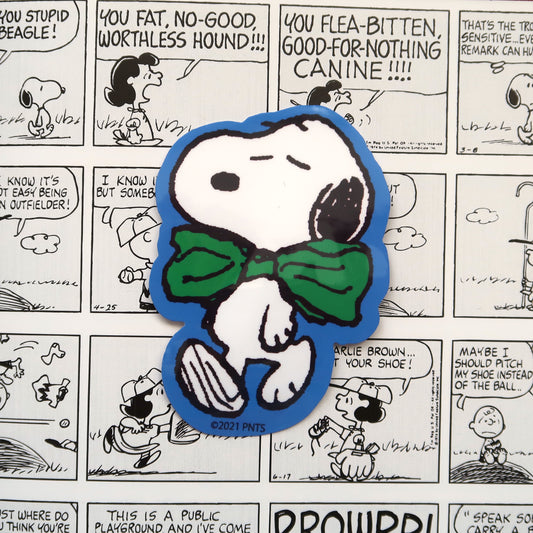 Snoopy Vinyl Sticker // Snoopy from Peanuts comics Giant Bowtie Glossy Vinyl Sticker