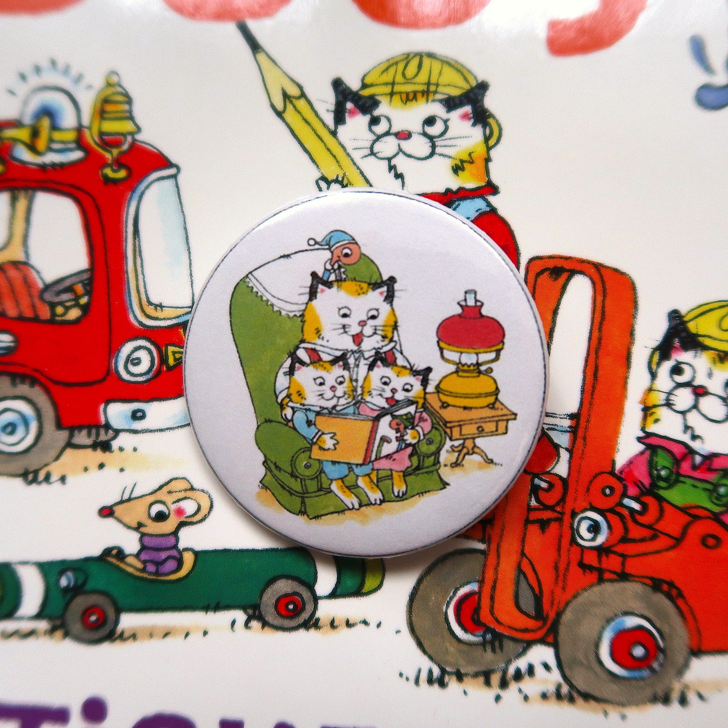 Richard Scarry Storytime Cats 44MM Can Badge