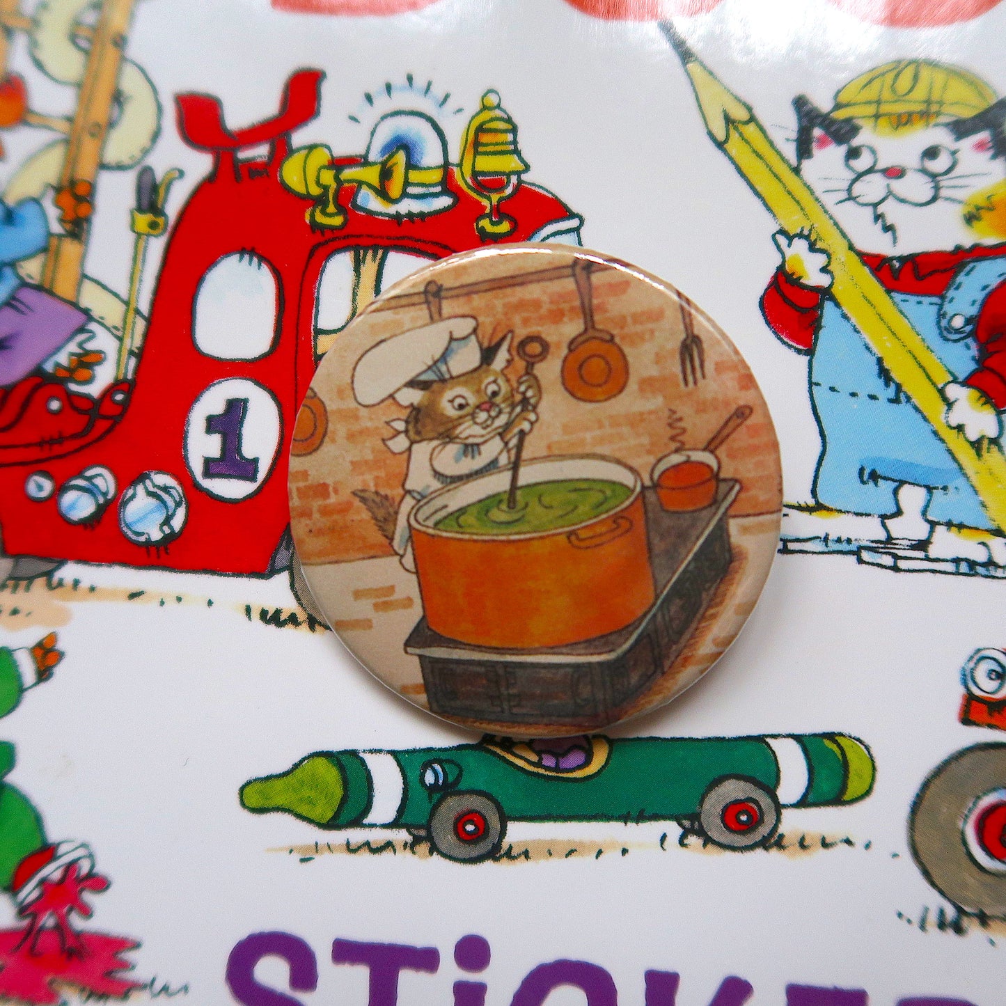 Richard Scarry Chef Kitty Cat 44MM Can Badge