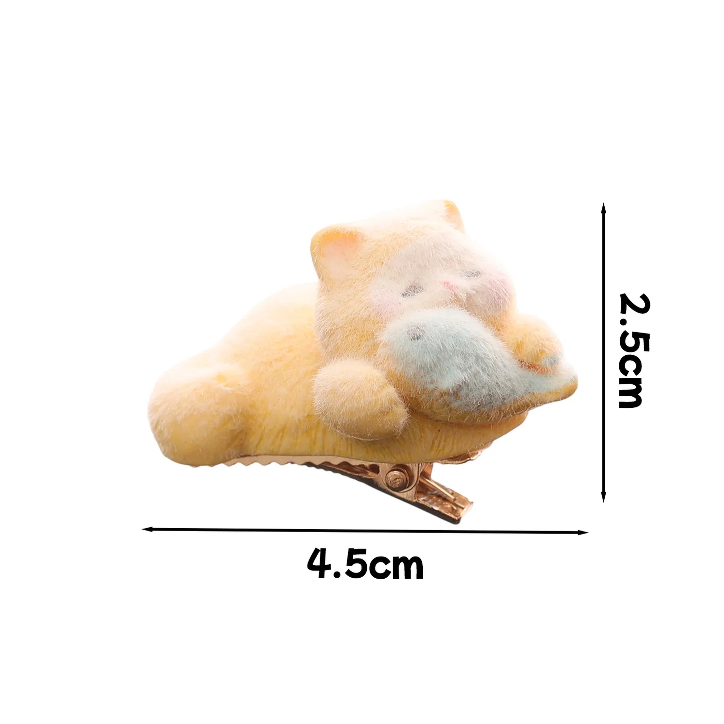 y2K Velvety Flocked Kitty Cat Acrylic Hair Clip - Ice Cream Cake