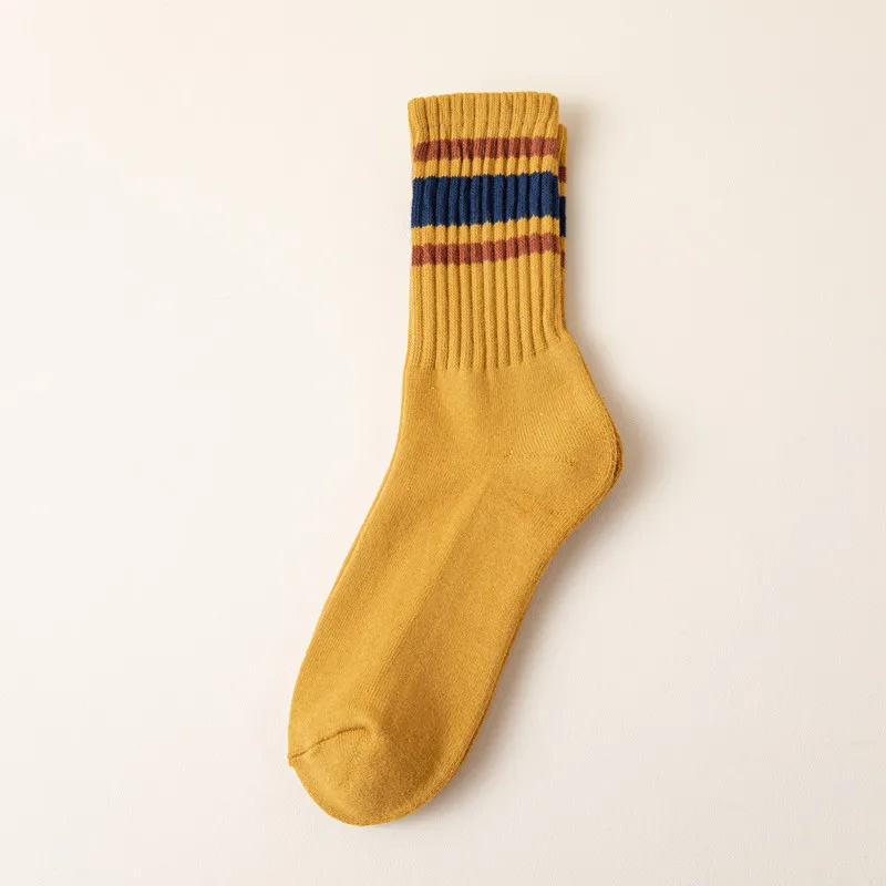 Three Bar Vintage Style Stripe Crew Socks (8 Colours)