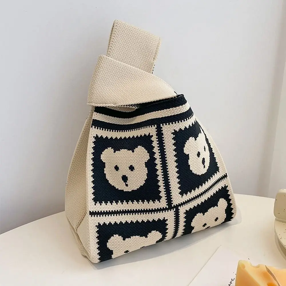 Teddy Bear Check Knitted Mini Lunch Tote (2 Colours)