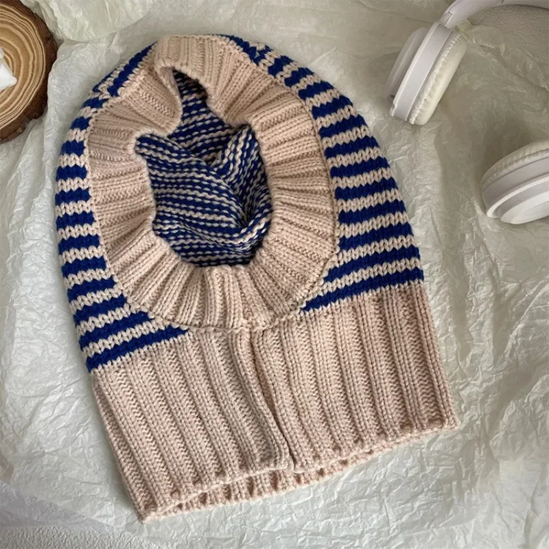 Striped Knit Balaclava Hat (3 Colours)