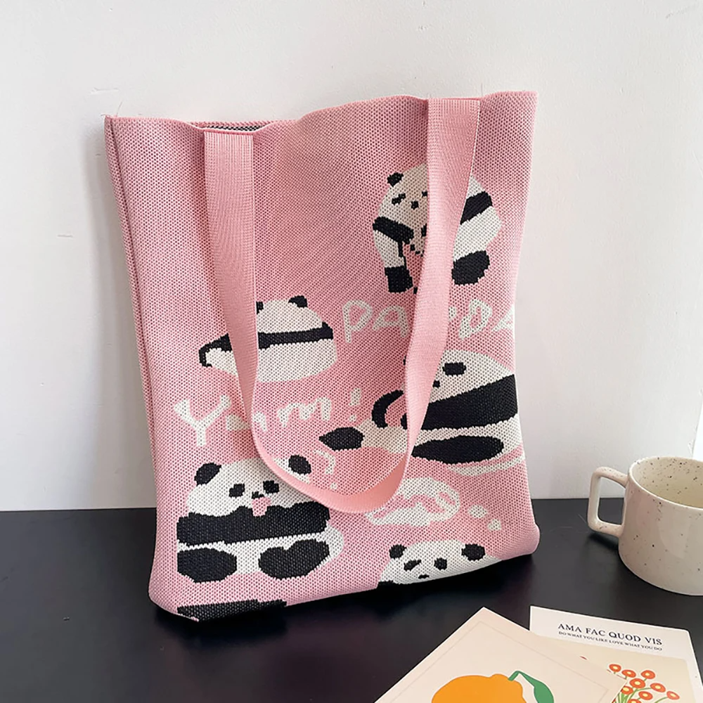 Snacking Pandas Knitted Tote (3 Colours)