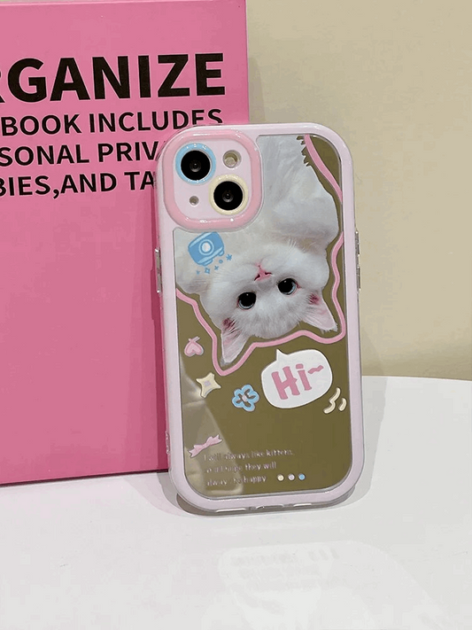"Hi!" Cat Mirrored iPhone Case