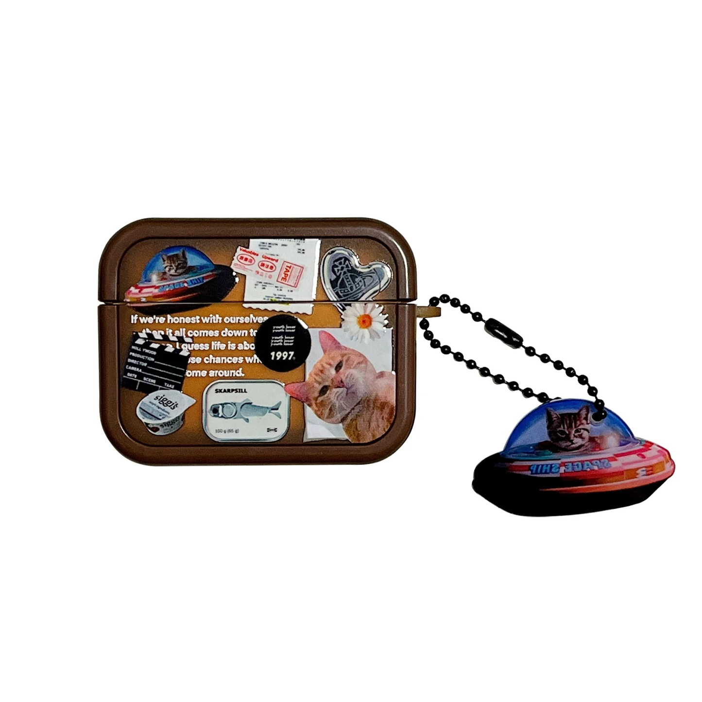 Cat Collage AirPods Charger Case Cover with UFO Cat Charm