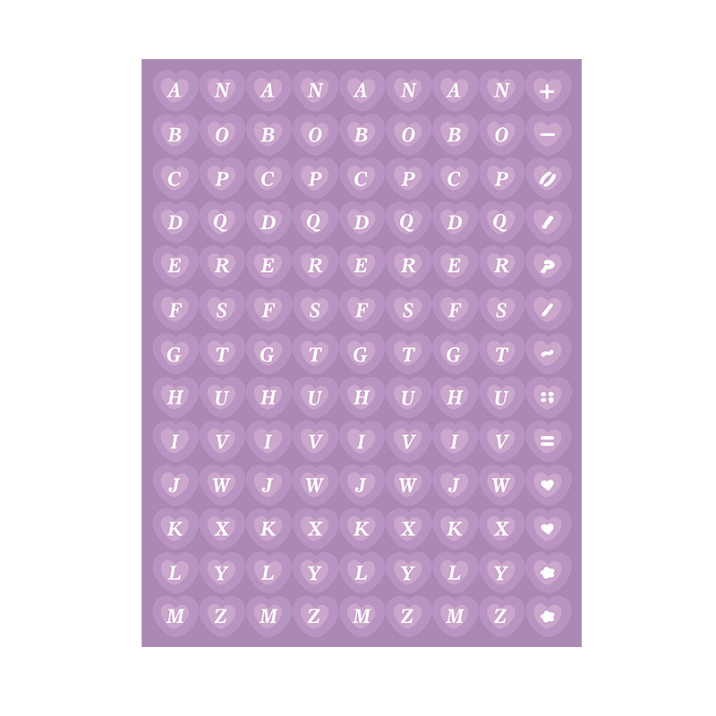 Glitter Heart Alphabet Letter Sticker Sheets (6 Colours)