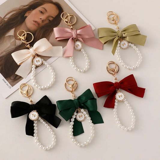 Coquette Ribbon Bow and Pearls Clip On Charm (6 Colours)