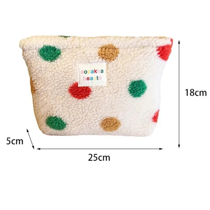 Teddy Fur Design Pattern Zipper Pouch (4 Colours)