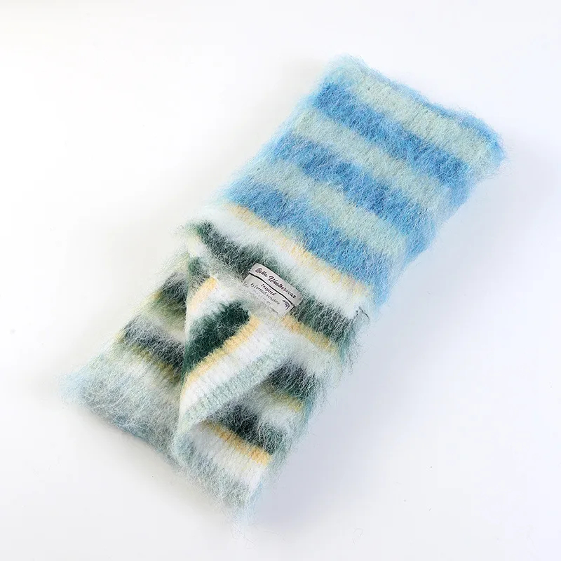 Fuzzy Multicolour Striped Scarf (7 Designs)