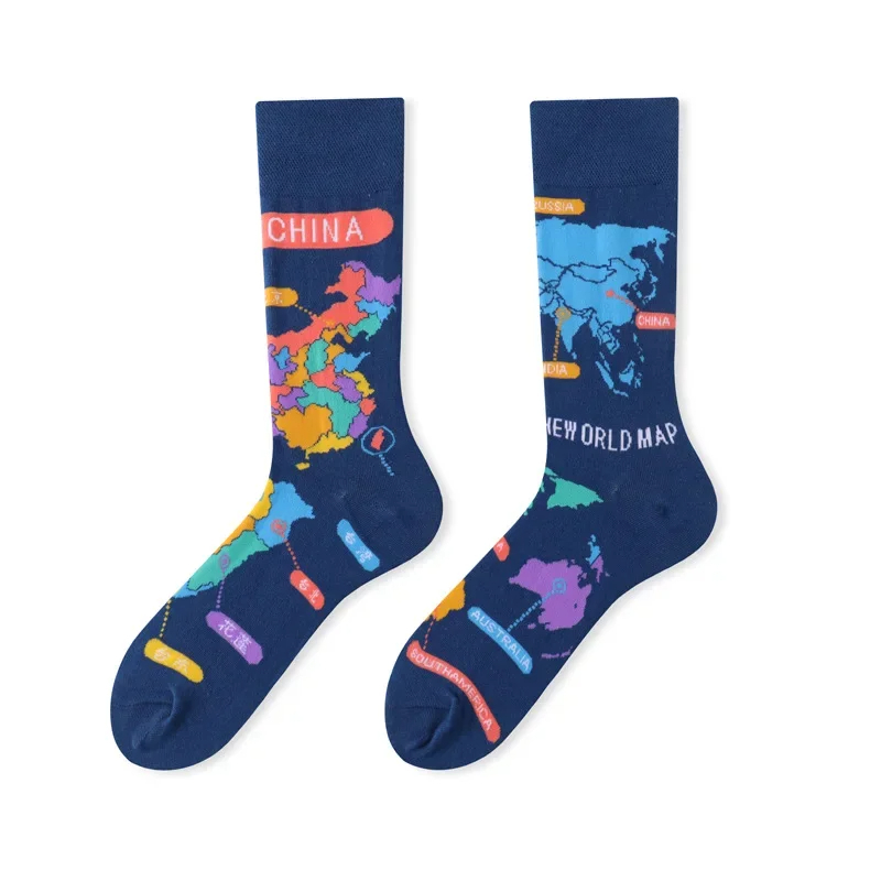World Map Mismatched Crew Socks - Ice Cream Cake