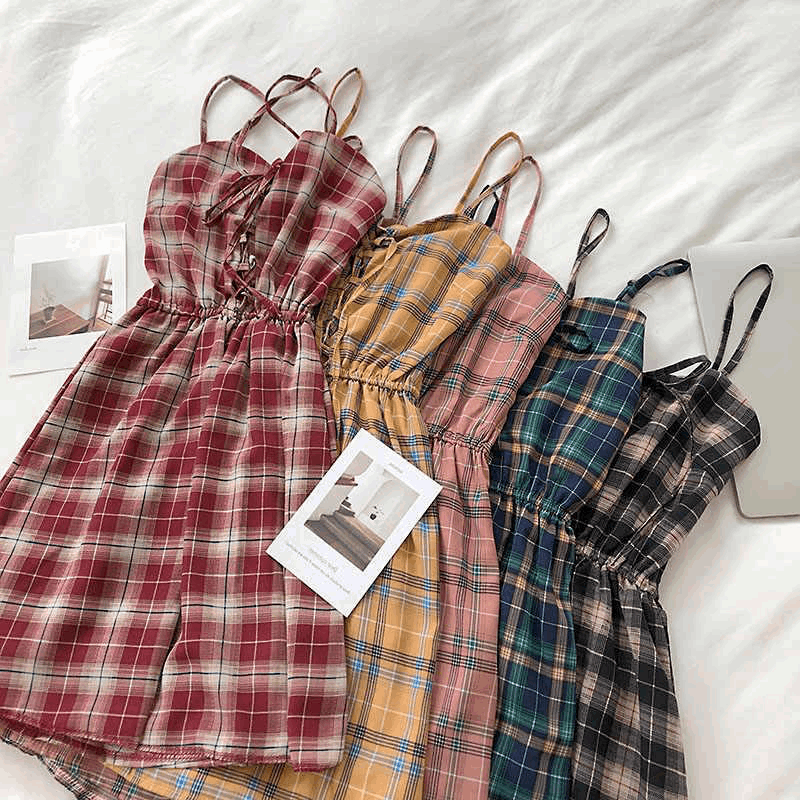 90s Check Pattern Dress (5 Colours) Ice Cream Cake 90s Check Pattern Dress (5 Colours) Ice Cream Cake