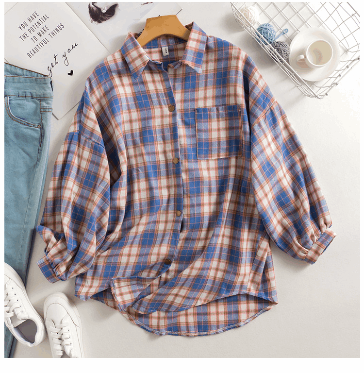 Basic Check Blouse (2 Colours) - Ice Cream Cake