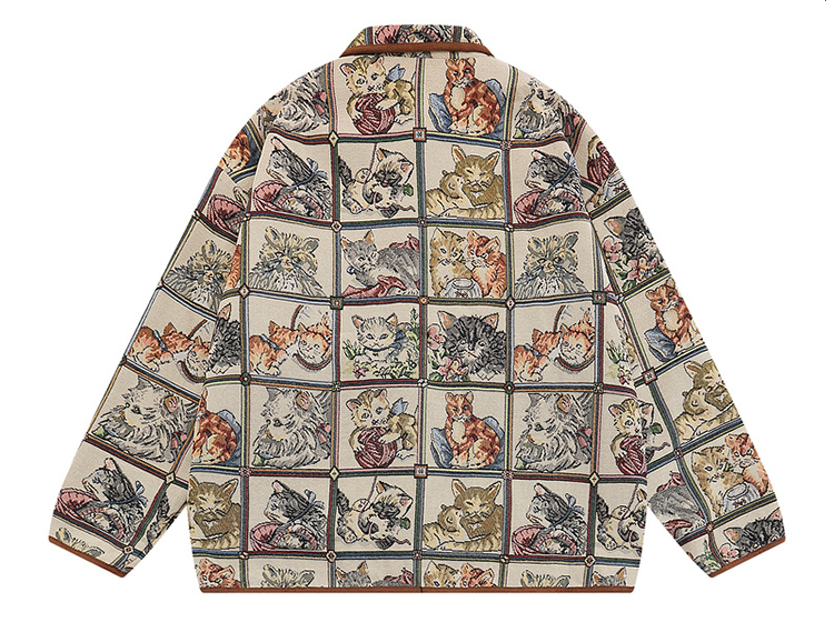 Classic Cat Brocade Pattern Jacket