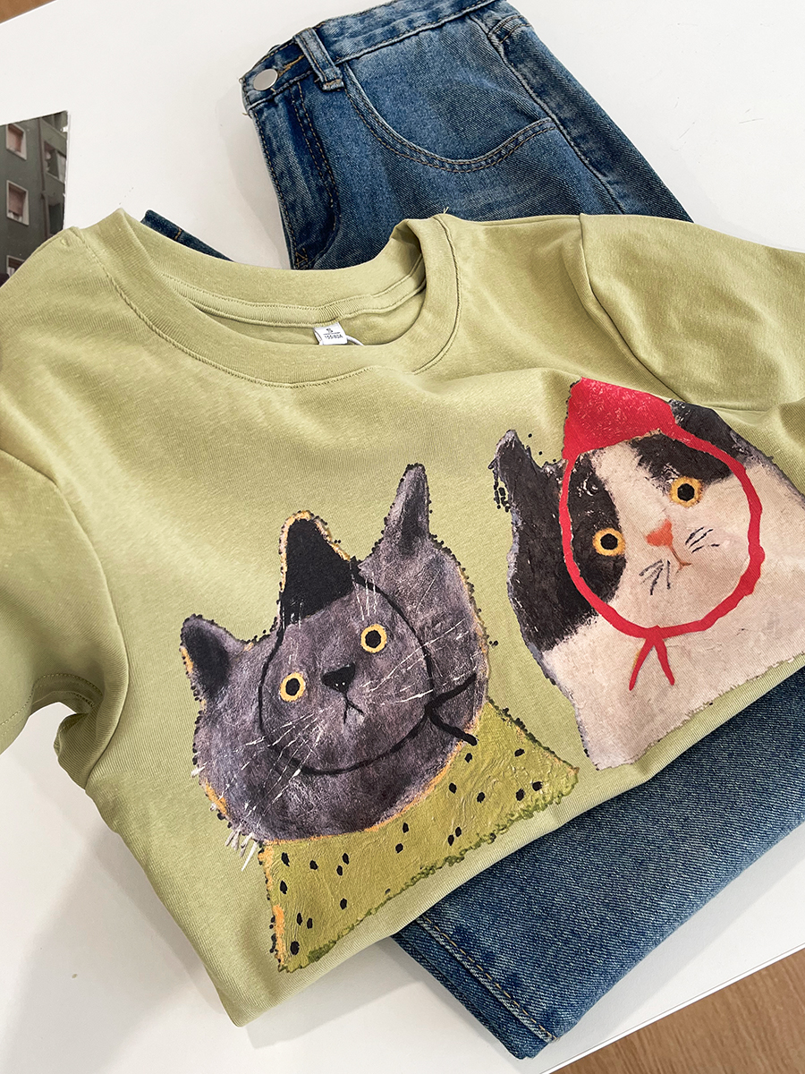 Party Hat Cats Babydoll T-shirt (3 Colours)