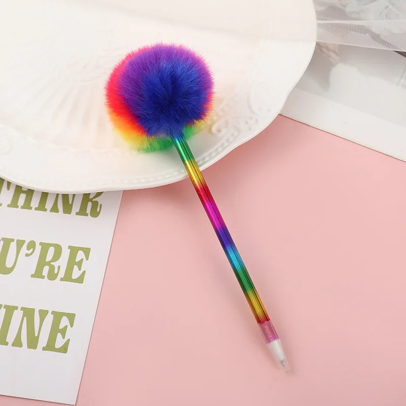 Fluffy Pom Pom Rainbow Pen