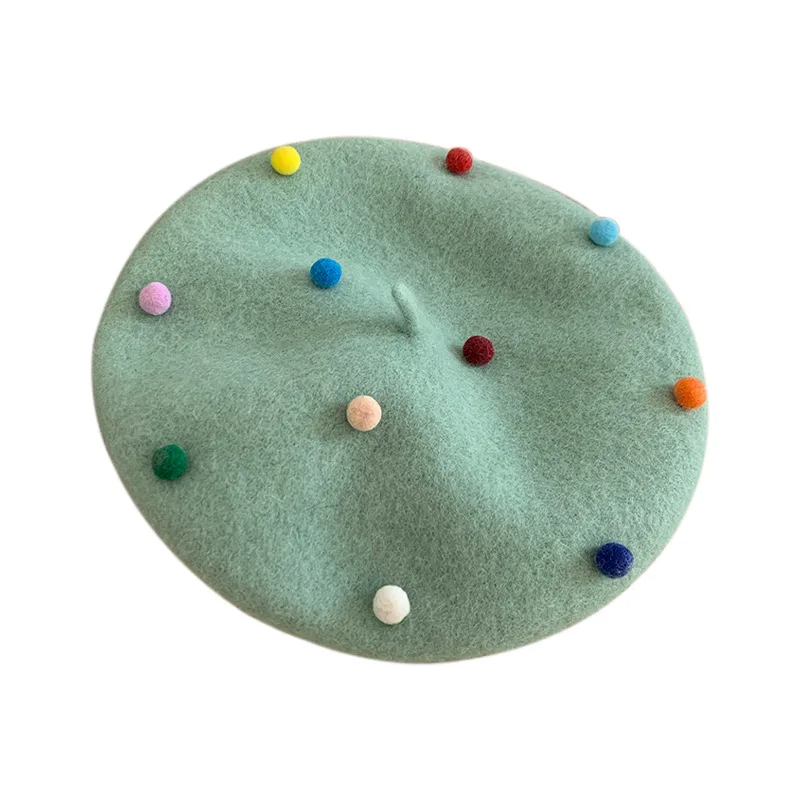 Rainbow Pom Pom Beret Hat (6 Colours)