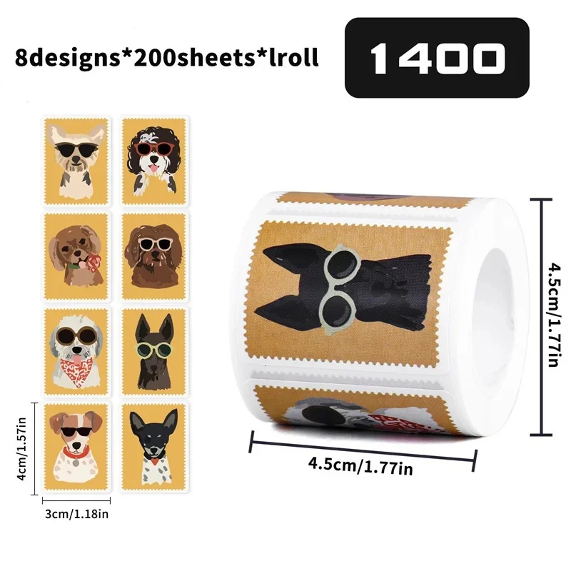Puppy Dog Stamp Sticker Roll (200 stickers) - Ice Cream Cake