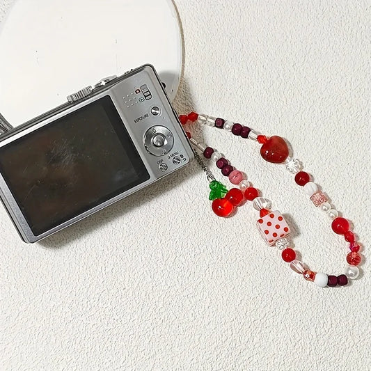 Korean Fashion Creative Cherry Pendant Mobile Phone Lanyard Anti-drop Anti Lost Mobile Phone Chain Multipurpose Hand Wrist Strap - Ice Cream Cake