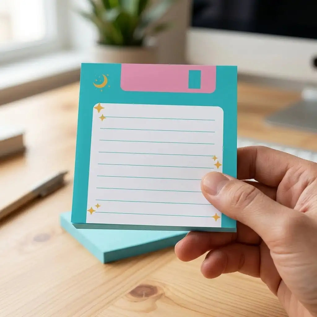 Star and Moon Floppy Disk Memo Notes