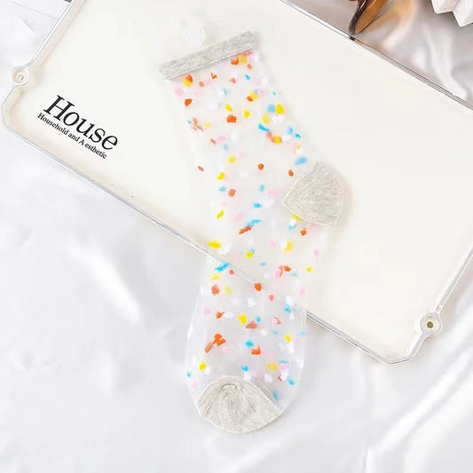 Transparent Confetti Speckle Crew Sock Set (Set of 6 Pairs)