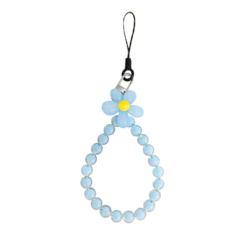 Glossy Beaded Daisy Phone Strap (7 Colours)