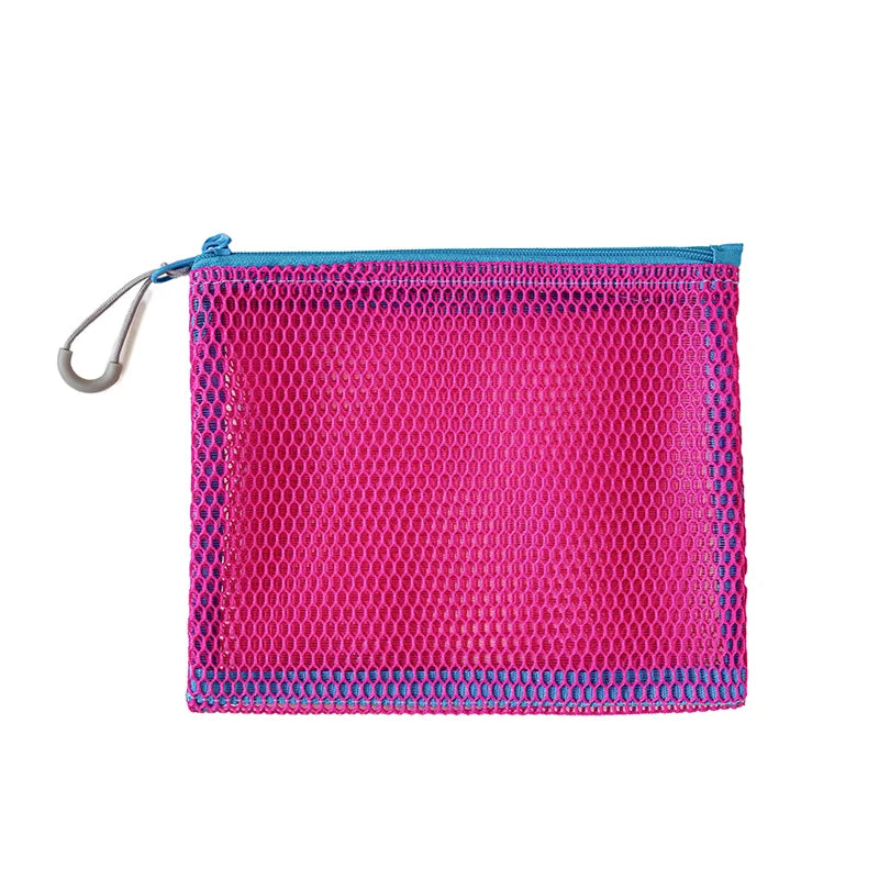 Double Zipper Mesh Storage Bag Ultra Light Wear-proof Visible Colored Double Layered Makeup Pouch Durable With Handle Coin Bag - Ice Cream Cake