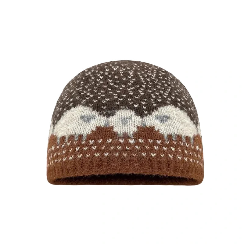 Sheep Meadow Intarsia Knit Beanie Hat