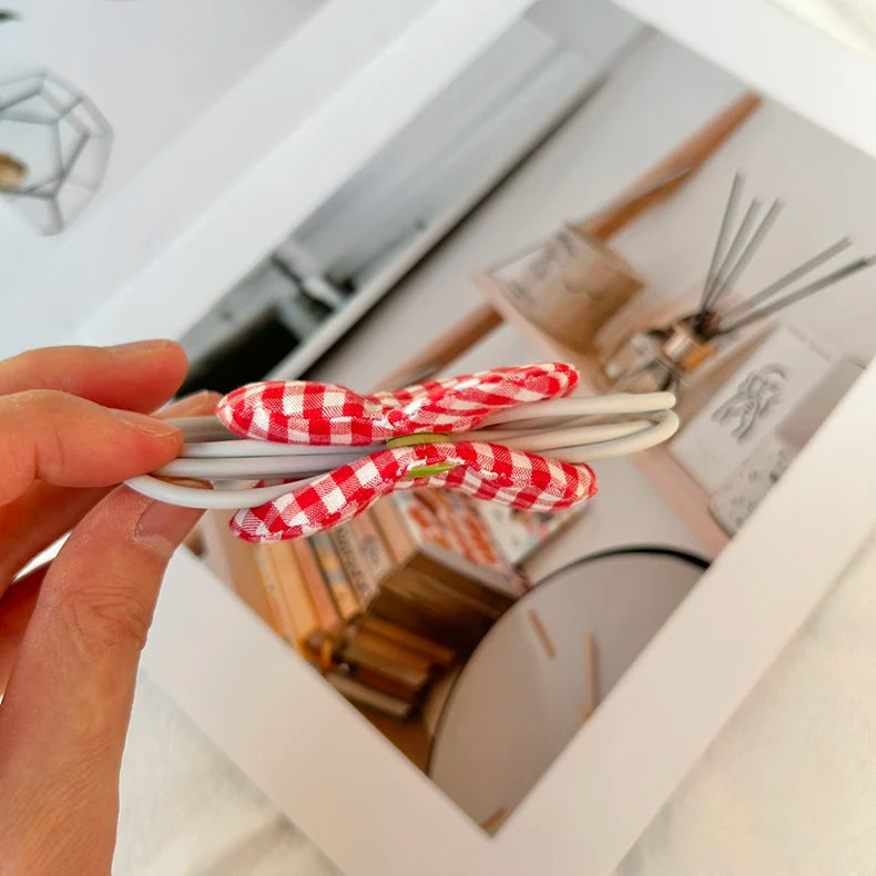 Gingham Apple Wire Tidy
