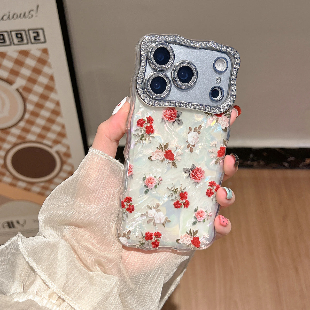 Decadent Rhinestone Roses iPhone Case