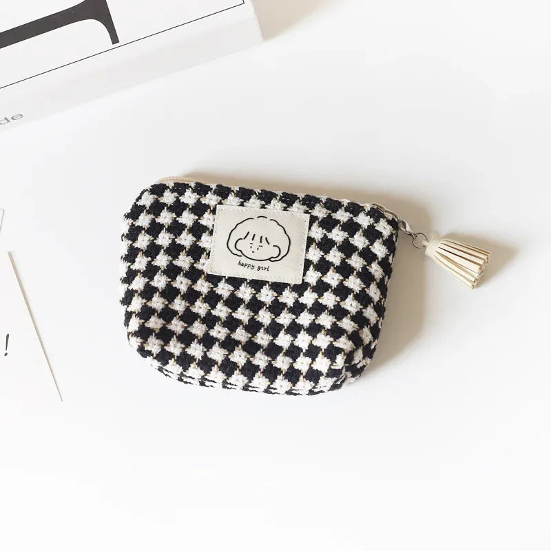 Woven Houndstooth Mini Pouch