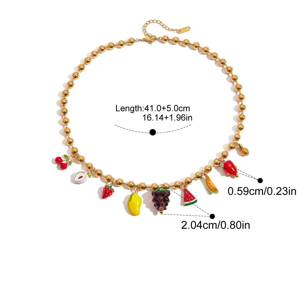 Fruit Charm necklace and Bracelet Set